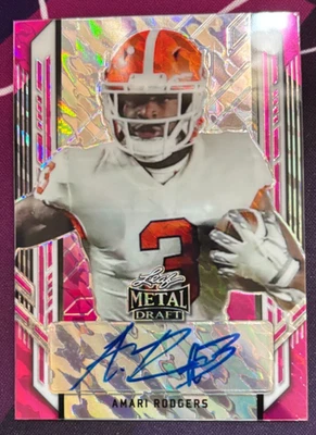 Juego de autógrafos de metal Leaf Pro 2021 Amari Rodgers PA-AR1 cristales rosas automático/25 Foto 1 de 2