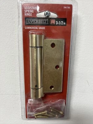 Everbilt 3-1/2 pulg. Bisagra de puerta de resorte ajustable cuadrada de latón satinado Foto 1 de 4