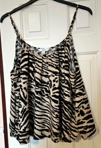 M&S Brown mix Animal print Top sleeveless Adj spaghetti straps Size 22P BNWOT - Picture 1 of 8