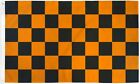 "BLACK & ORANGE CHECKER" flag 2x3 ft polyester banner sign check checkered race