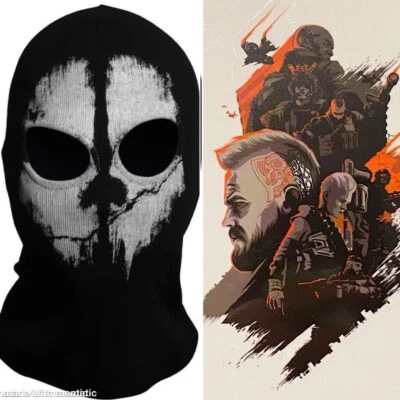 Adult Balaclava LOGAN GHOST FACE MASK SKI HOOD+ACTIVISION CALL OF DUTY DECAL - Image 1 of 4