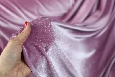 Dusty Pink Glitter Velvet Fabric 4 way stretch By the Yard SSVG-Dusty Pink - Image 1 of 4
