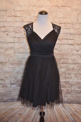 Vestido Modcloth Manners of Merriment S Nuevo sin Etiquetas Negro Encaje Tul Tejido Mystic Foto 1 de 4