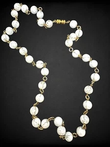 Vintage Venetian Glass White Floral Millefiori Necklace Murano Lampwork Beaded - Picture 1 of 8