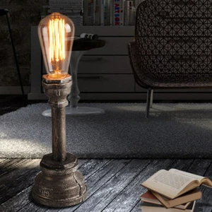 Industrial Retro Rust Finished Pipe Table Light Edison Desk Accent Lamp for Bar - Picture 1 of 5
