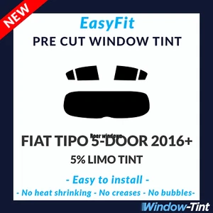 EasyFit Static Pre Cut Tint For Fiat Tipo 5-door Hatch 2016 5% Limo Rear - Picture 1 of 3