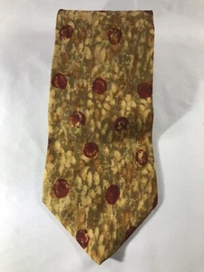 Banana Republic Mens Formal Neck Tie 57"L  x 3.75"W Olive Yellow Red 100% Silk - Picture 1 of 3