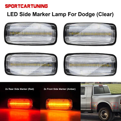 For 2010-18 Dodge Ram 2500 3500 Dually LED Fender Side Marker Light Amber/Red 4x - Image 1 of 4