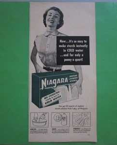 NIAGARA Instant Laundry Starch Vintage Print Magazine Ad "Only a Penny a Quart" - Picture 1 of 3