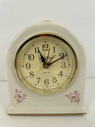 FOR PARTS READ VTG Seth Thomas Clock Fanciful Drowse Porcelain Floral Lighted Cover