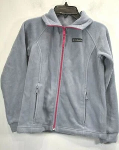 Columbia Sportswear Gilrs Gray Long Sleeve Full Zip Front Fleece Jacket M 10/12 - Picture 1 of 8