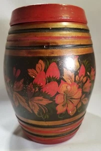 BOTE DE BARRIL DE MADERA TALLADO Y PINTADO A MANO DE COLECCIÓN Unión Soviética primitiva - Imagen 1 de 11