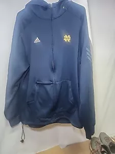 Adidas Norte Dame Fighting Irish Blue Full Zip Sweatshirt Hoodie Mens XL - Picture 1 of 7