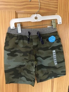 New Carter's Boy Pull on Shorts Green Camo Woven Cotton - Picture 1 of 1