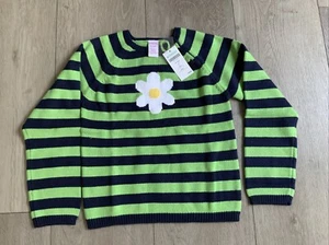 Vintage Gymboree Girls Green Navy Flower Sweater 7/xxl New With Tags - Picture 1 of 3