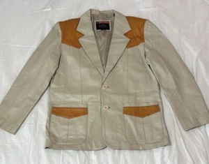 Vintage USA Leder beige braun Blazer Style Lederjacke Größe XL - Bild 1 von 17