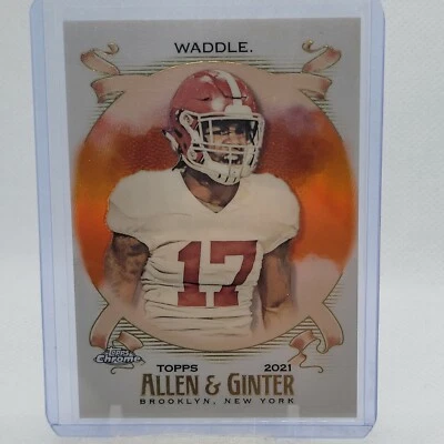 2021 Topps Allen&Ginter Chrome Jaylen Waddle Orange Refractor /25 - Image 1 of 2