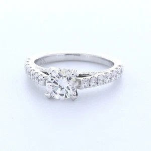 2.1CT Natural Diamond E/SI1 Round Brilliant 18K Gold 4-Prong Vintage Accent Ring - Picture 1 of 4