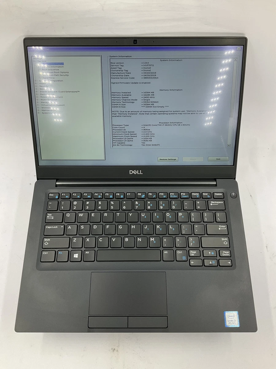 Dell Intel Core i7 8th Gen. PC Laptops & Netbooks 13-13.9 in