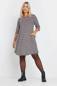 Yours Curve Women's Plus Size Striped Soft Touch Pocket Dress - Picture 1 of 7