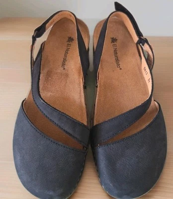 NWOT Women's El Naturalista BLACK  Suede  SANDALS  Style 5813 Sz 37 US 7 - Image 1 of 4