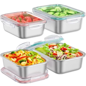 8 PCS Food Storage Containers with Lids Airtight, Stainless Steel Containers ... - Foto 1 di 7
