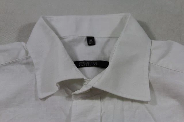 Eterna Excellent Camicia A Maniche Lunghe 42 Bianca A Quadri Come Nuova #E7437 - Immagine 1 di 1