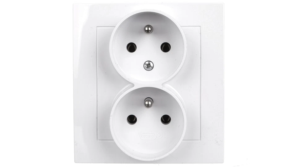 AS Gniazdo podwójne z/u z nievemiennością faz białe GP-2GC/00 Foto 1 de 1