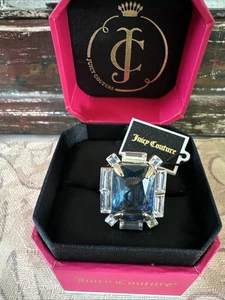 Juicy Couture blauer Edelstein Cocktail JC Ring Größe 6 neu Geschenkbox - Bild 1 von 7