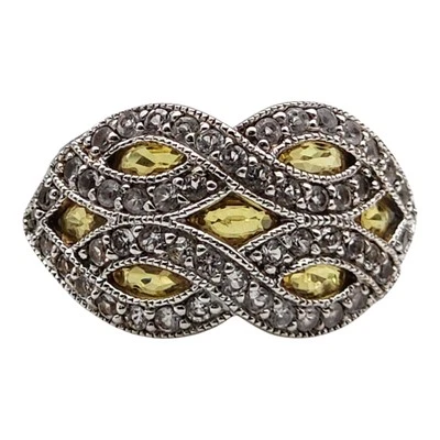 Anel feminino Chuck Clemency NYCII prata esterlina amarelo citrino e zircão cluster - Imagem 1 de 4