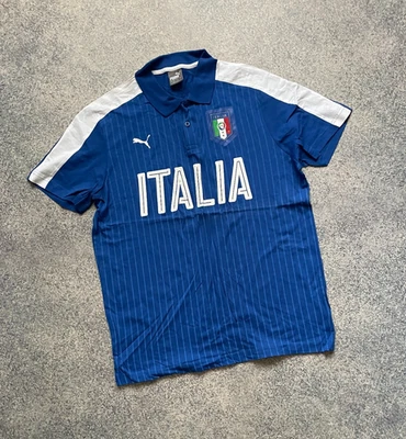 PUMA FIGC Italia Herren Poloshirt Fan Wear 749104 Größe L Blau Baumwolle - Immagine 1 di 4