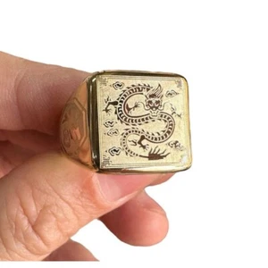 Dragon Ring Gold Plate Stainless Mantra Naga Snake Thai Amulet size us.8 - Picture 1 of 2