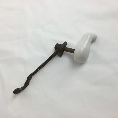 Vintage White Porcelain Kidney-Bean Toilet Trip Tank Flush Lever Handle - Image 1 of 3