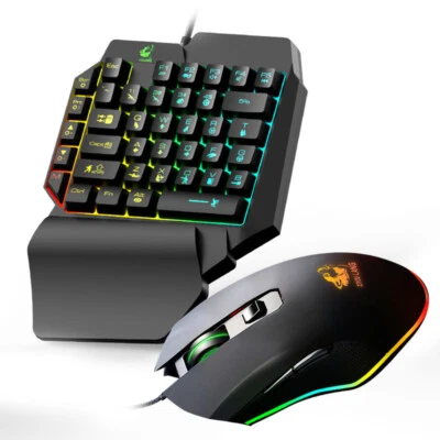 Gaming Keyboard Mouse Rainbow LED USB Wired Illuminated for PC Laptop - Image 1 of 4