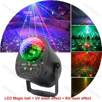 Party Disco Ball LED Stage Light Remote Laser Light DJ Strobe Light UV Wash Show - Image 1 of 4