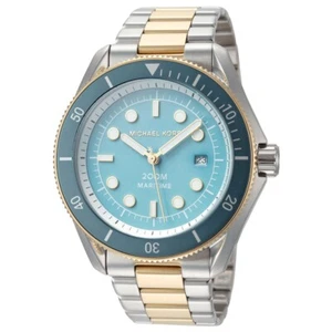NEW Michael Kors Men's 42mm Maritime Quartz Blue Dial Two Tone 200mm SS Watch - Picture 1 of 1