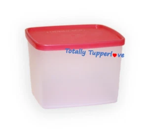 Tupperware quadratisch rund 30 Unzen Behälterhalter halbtransparent Wassermelonenrot - Bild 1 von 2