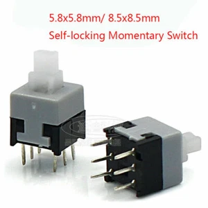 6 Pin Mini Switch Push Button 5.8x5.8mm/ 8.5x8.5mm Self-locking Momentary Switch - Picture 1 of 5
