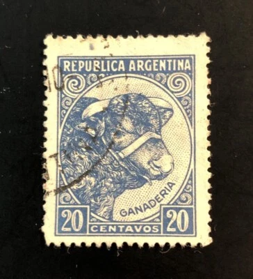ARGENTINA #439A, 1935, 20c, BULL , F-VF, USED, Light Cancel - Image 1 of 4