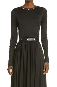 St. John Collection 284281 Ruched Long Sleeve Jersey Top in Black Size X-Small - Picture 1 of 2