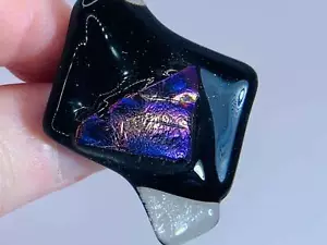 Spilla spilla argento vetro grosso tonalità viola vintage V-5607 - Foto 1 di 3