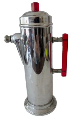 Post-Prohibición, Agitador Rascacielos Cromo 13" - Mango y Remate Lucite Rojo Foto 1 de 4