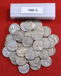 1948-D Jefferson Nickels 40 Coin roll Circulated - Picture 1 of 4
