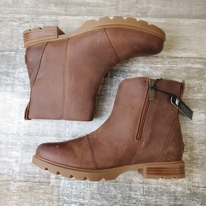 Sorel Emelie III Womens Bootie Sz 8.5 Waterproof Velvet Tan Gum Ankle Boots - Picture 1 of 13