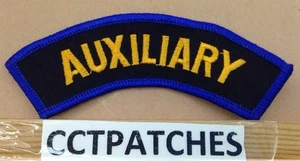 AUXILIARY POLICE ROCKER TAB BLUE/ORANGE/BLACK SHOULDER PATCH - Bild 1 von 2
