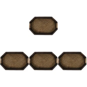 4pcs Rectangular Bamboo Wood Tray Serving Tray Food Tray Coffee Cup Tray Tea - Zdjęcie 1 z 12