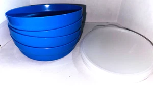 4 New TUPPERWARE Microwave Cereal Bowls w/ Lids Seals - F26 - Picture 1 of 2
