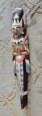 Long Wood Mask 23" Inlaid Shell Mask Wall Hanging - Image 1 of 4