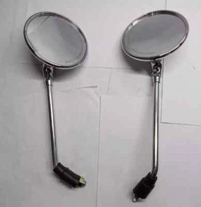 LH & RH Side Back View Mirror Set Chrome Fit for Royal Enfield Classic - Foto 1 di 6