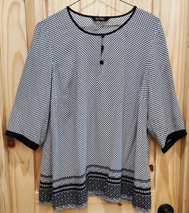 Blusa pulóver Ulla Popken para mujer 16/18 blanca con lunares negros - Imagen 1 de 6